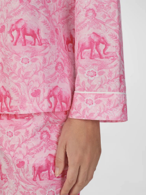 Animal-Print Cotton PJ Set Pink