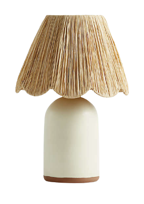 Scalloped Raffia Table Lamp
