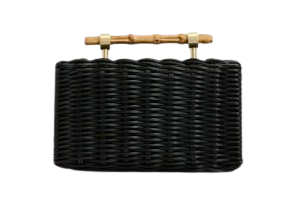 Zara WOVEN BOX BAG Black and Bamboo