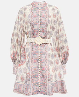 Zimmermann Linen Minidress Paisley Print