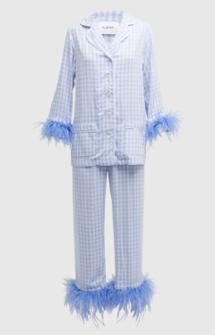 Sleeper Gingham Feather PJ Set Blue and White