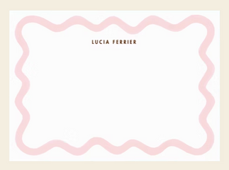 Scalloped Trim Stationary Pink with Red Writing