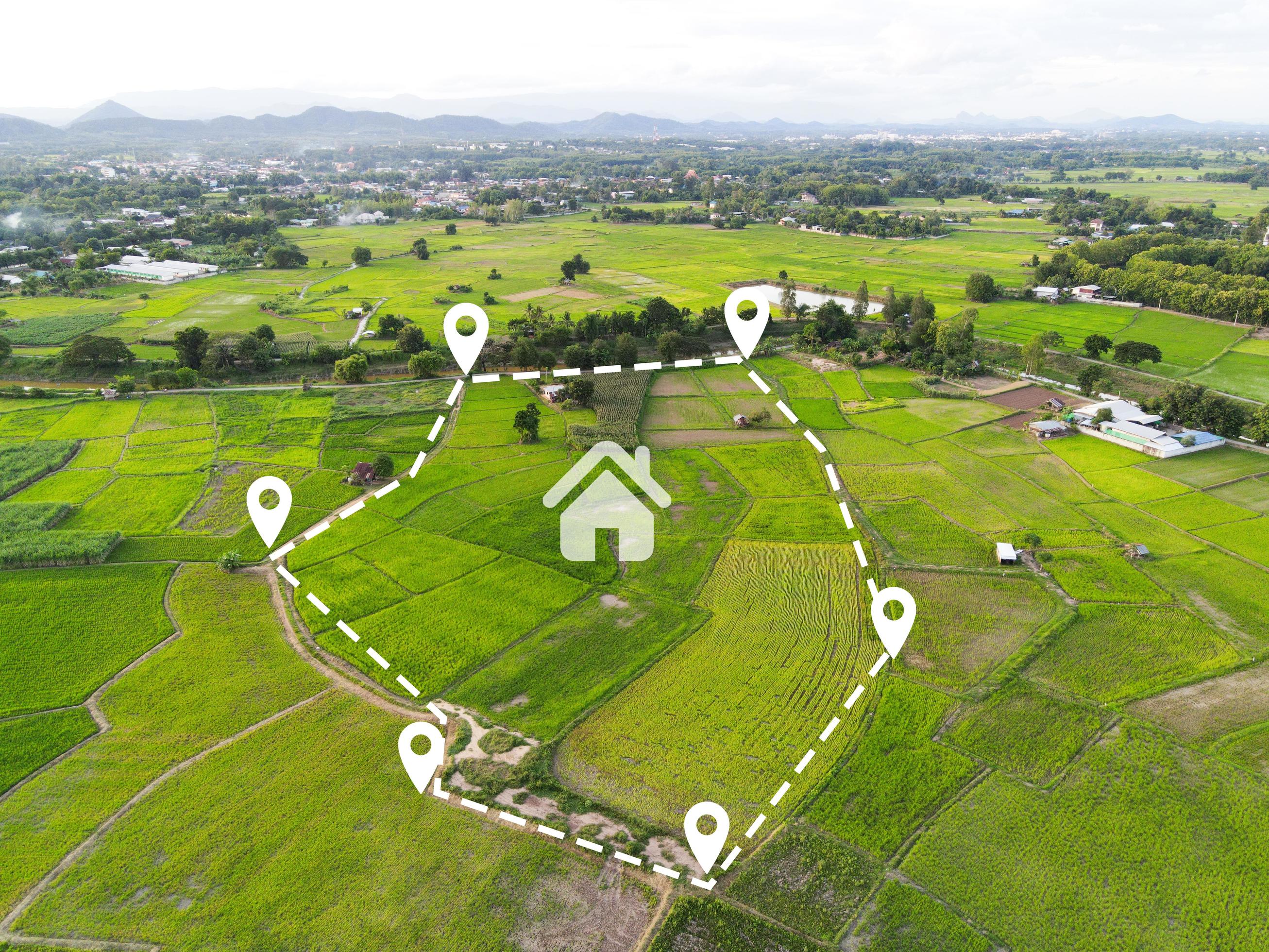 land-plot-for-building-house-aerial-view-land-field-with-pins-pin-location-for-housing-sub
