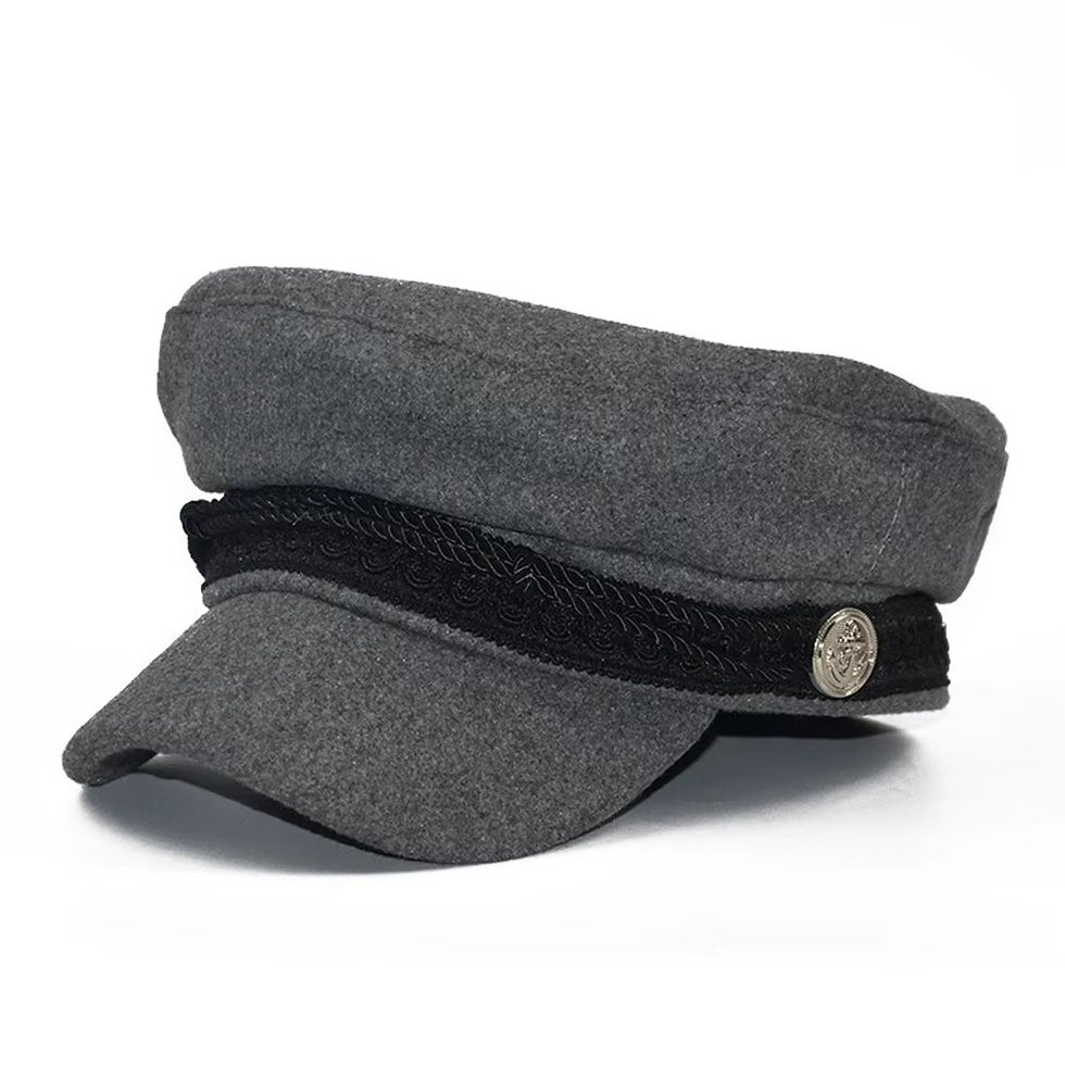 Thumbnail: Fashion Women Men  Spring Autumn Sailor Black Ladies Beret Top Captain Cap Trave