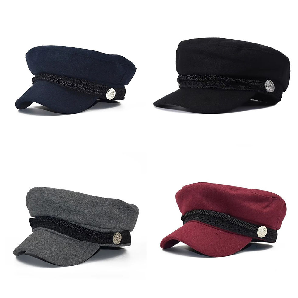 Thumbnail: Fashion Women Men  Spring Autumn Sailor Black Ladies Beret Top Captain Cap Trave