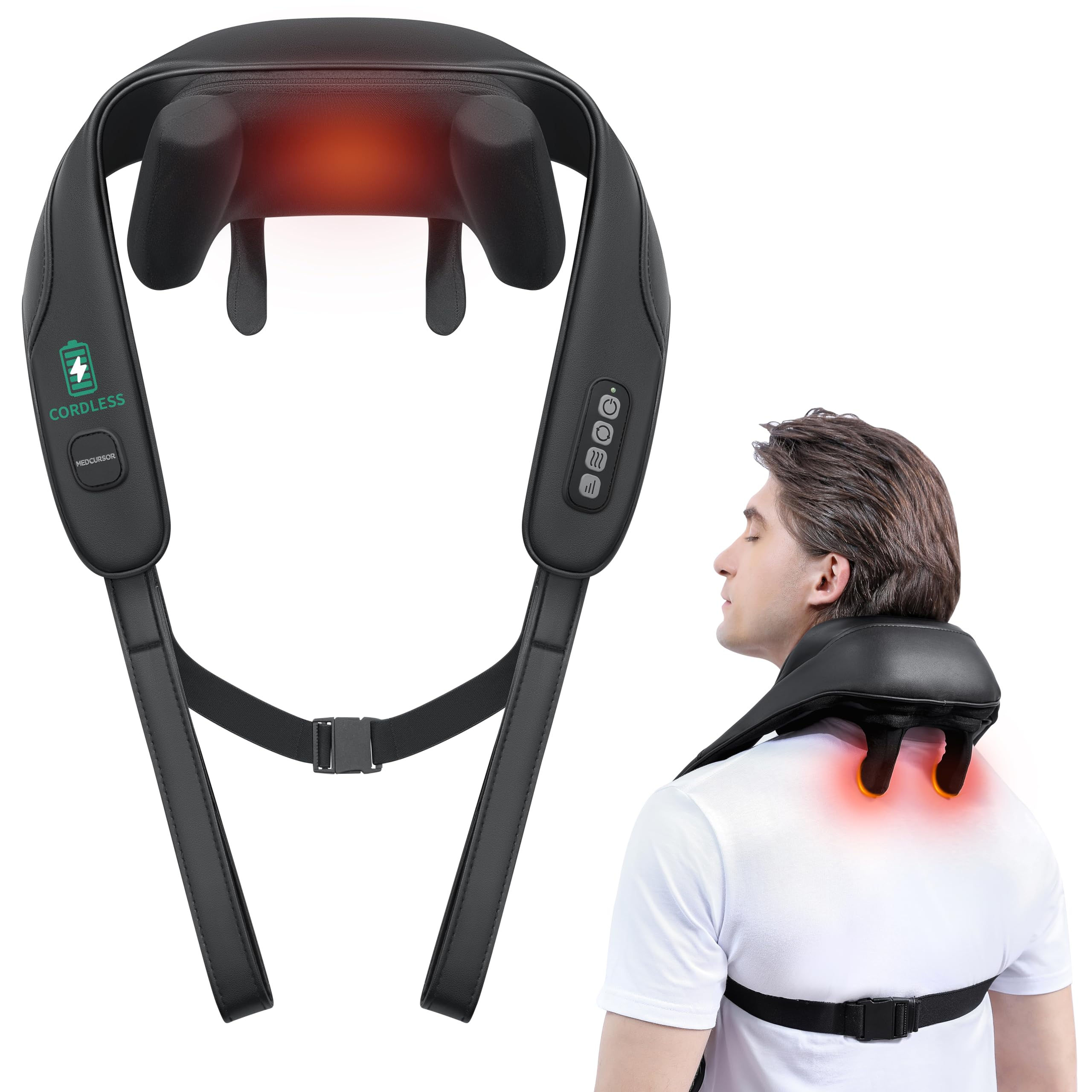 Medcursor Neck Massager Cordless 4D 6 Massage Nodes Deep Tissue Kneading Massage