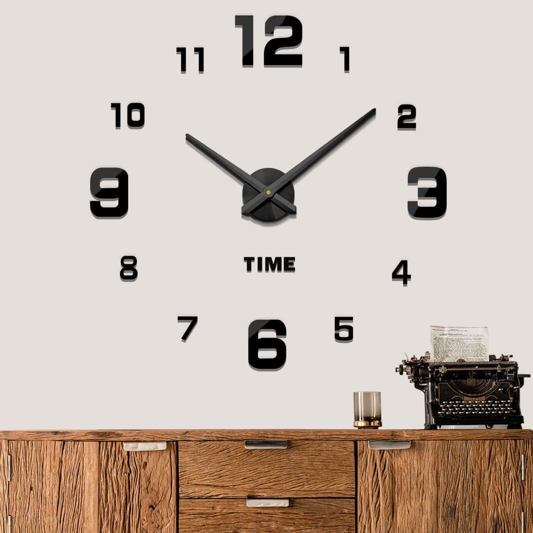 Mintime Modern Frameless DIY Wall Clock Large 3D Wall Watch Mirror Numbers for H