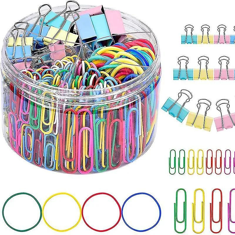 Thumbnail: THE CEO's 240pc Colorful Mixed Paper Clips, Rubber Band, Binder Clips Stationery