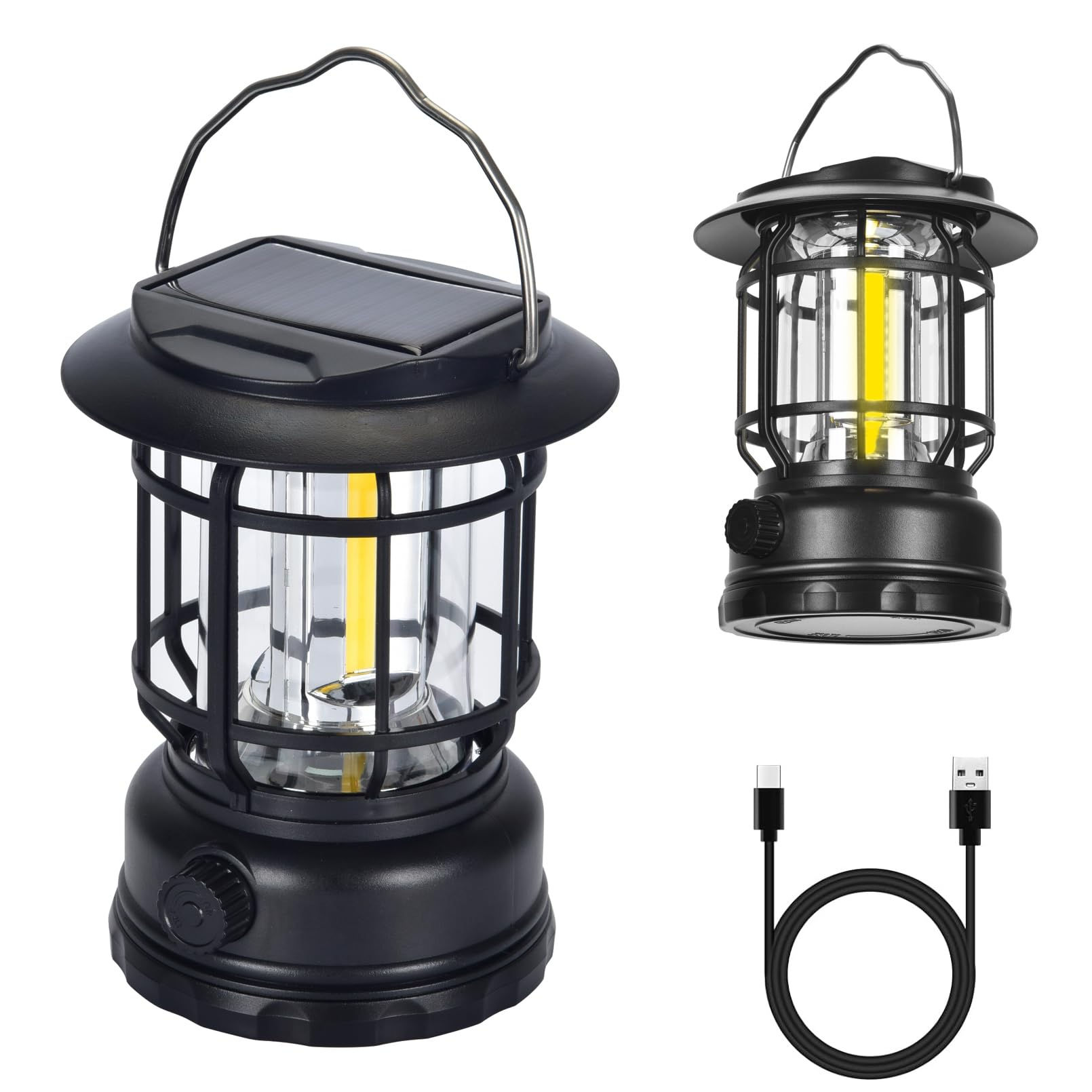 Solar Camping Lantern USB Rechargeable Retro Dimmable Horse Camp Lamp Outdoor IP