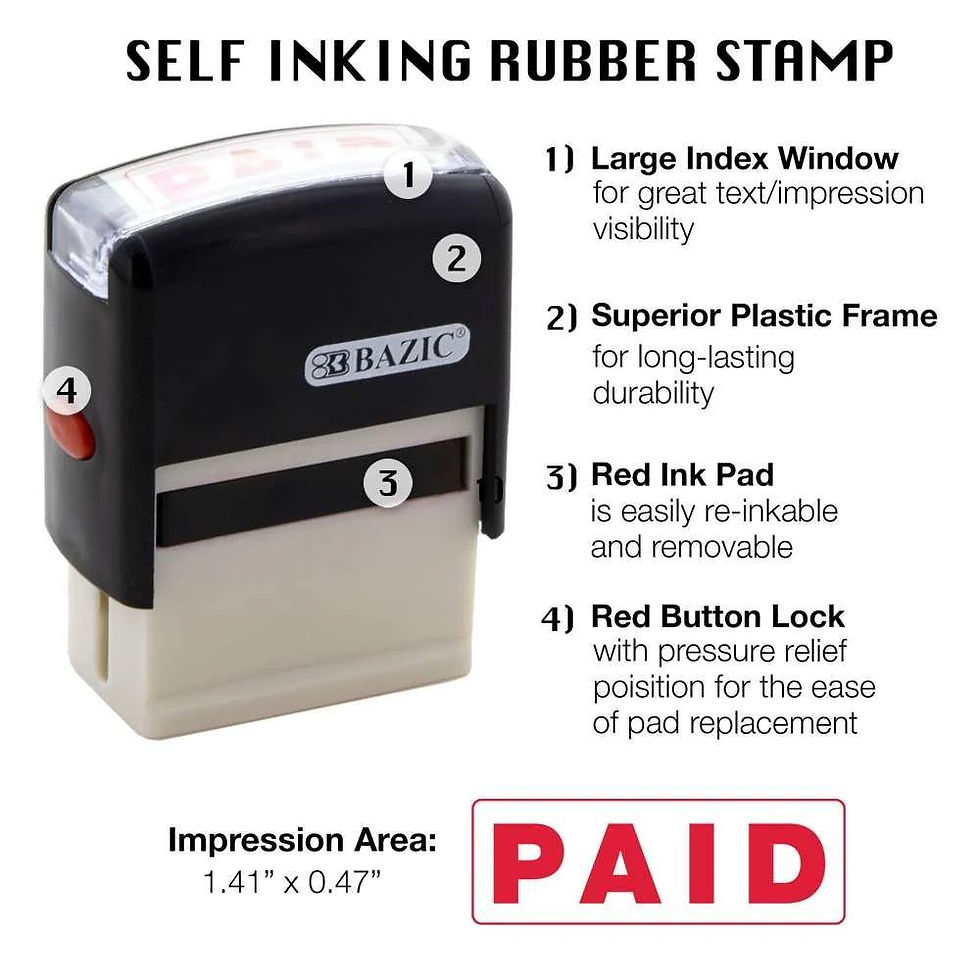 Thumbnail: BAZIC Paid Self Inking Rubber Stamp (Red Ink)