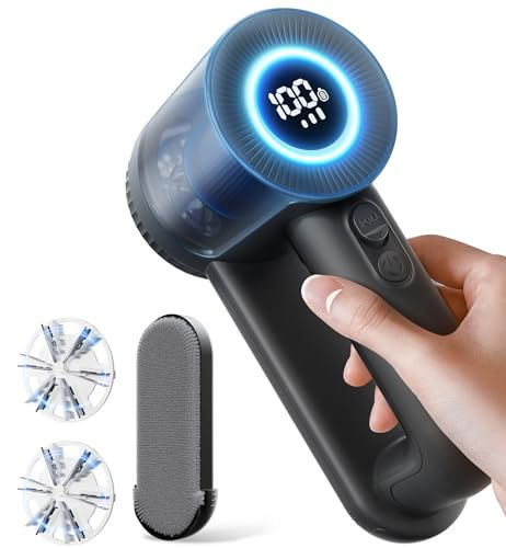 Rechargeable Lint Remover: 3 Stainless Steel 6-Leaf Blades Fabric Shaver with LE