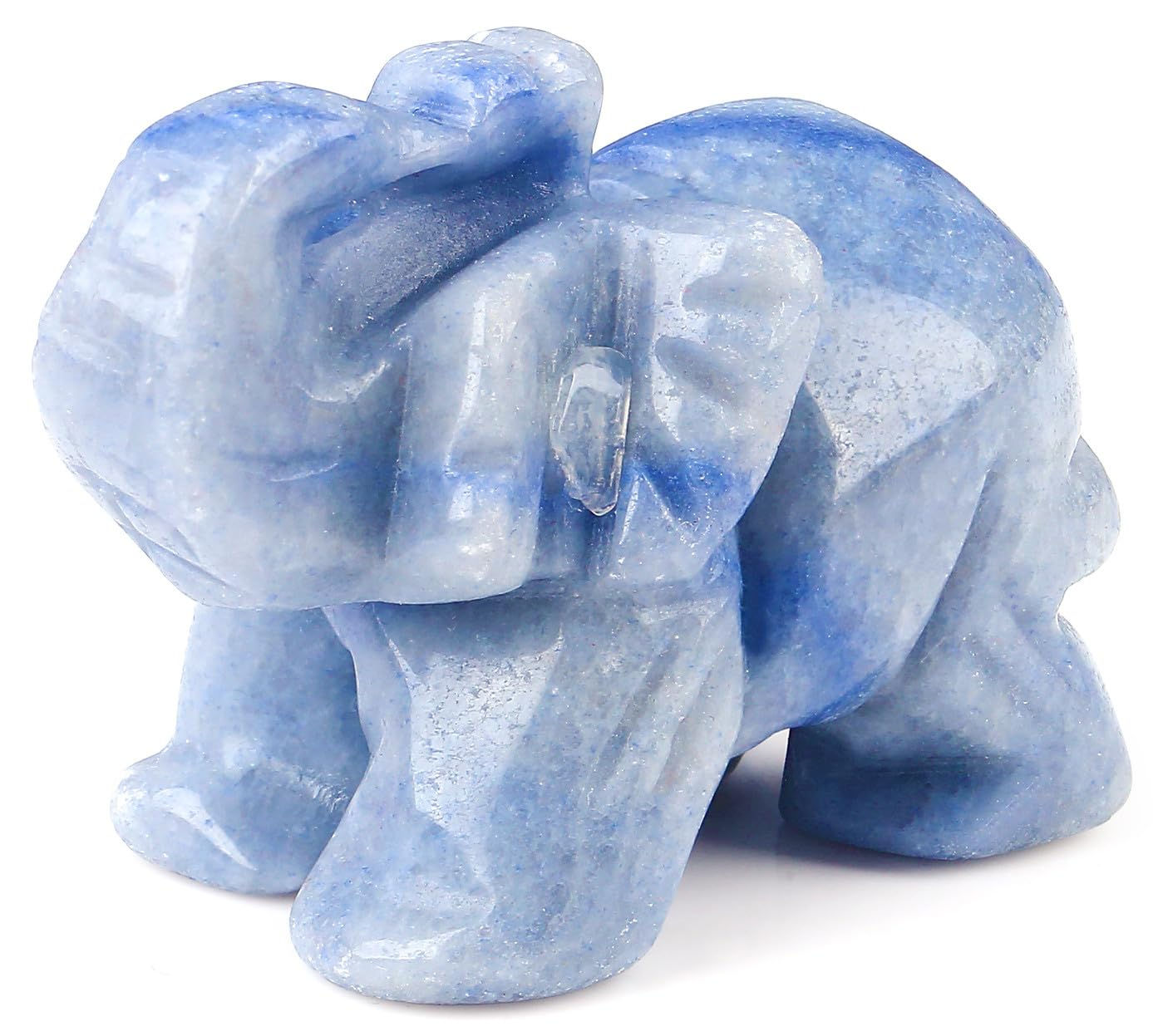 QINJIEJIE Blue Aventurine Crystals Elephant Decor Cute Desk Stones Polished Figu