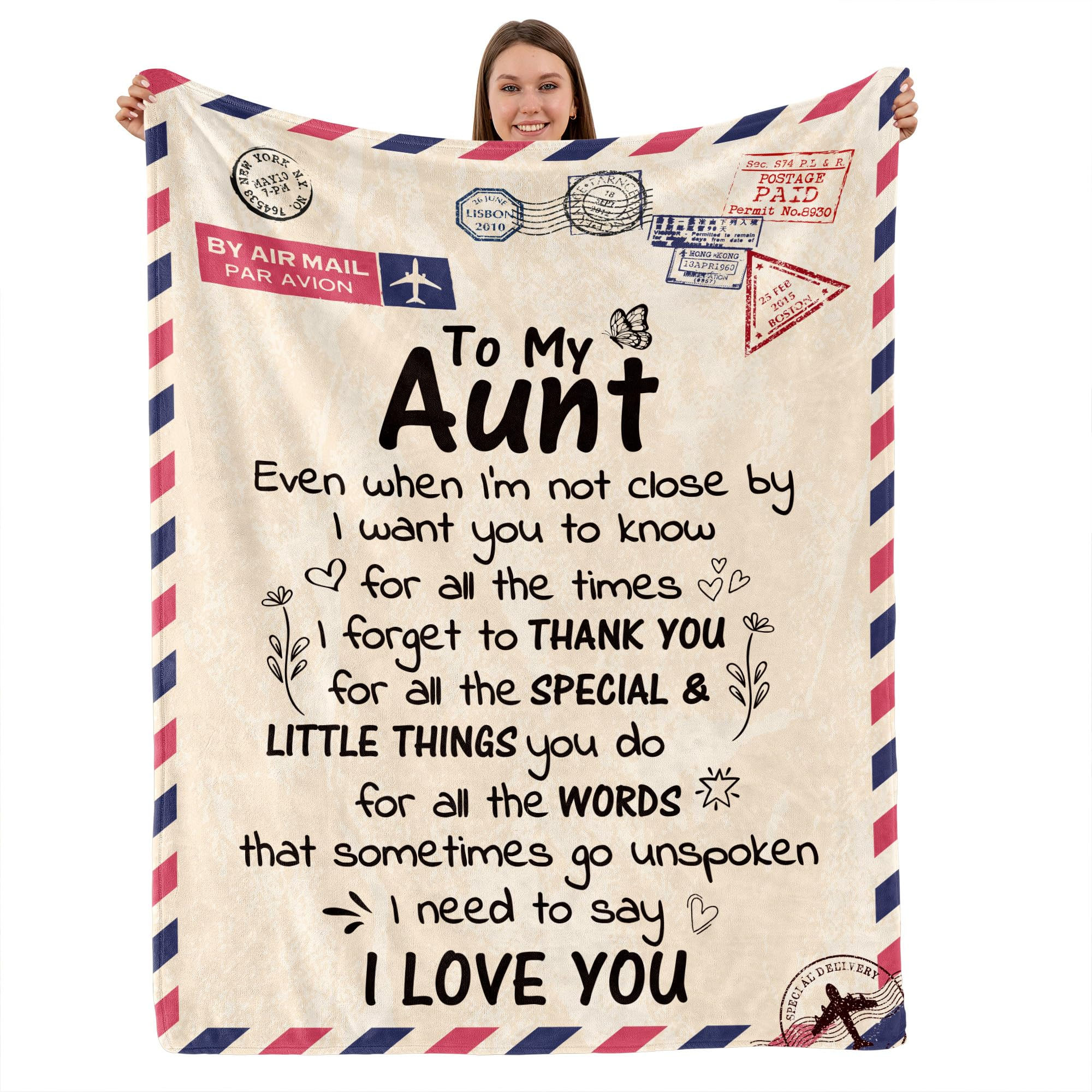TURMTF Best Aunt Gift Thank You Aunt Gift Blanket Unique Birthday Gift Warm-Hear