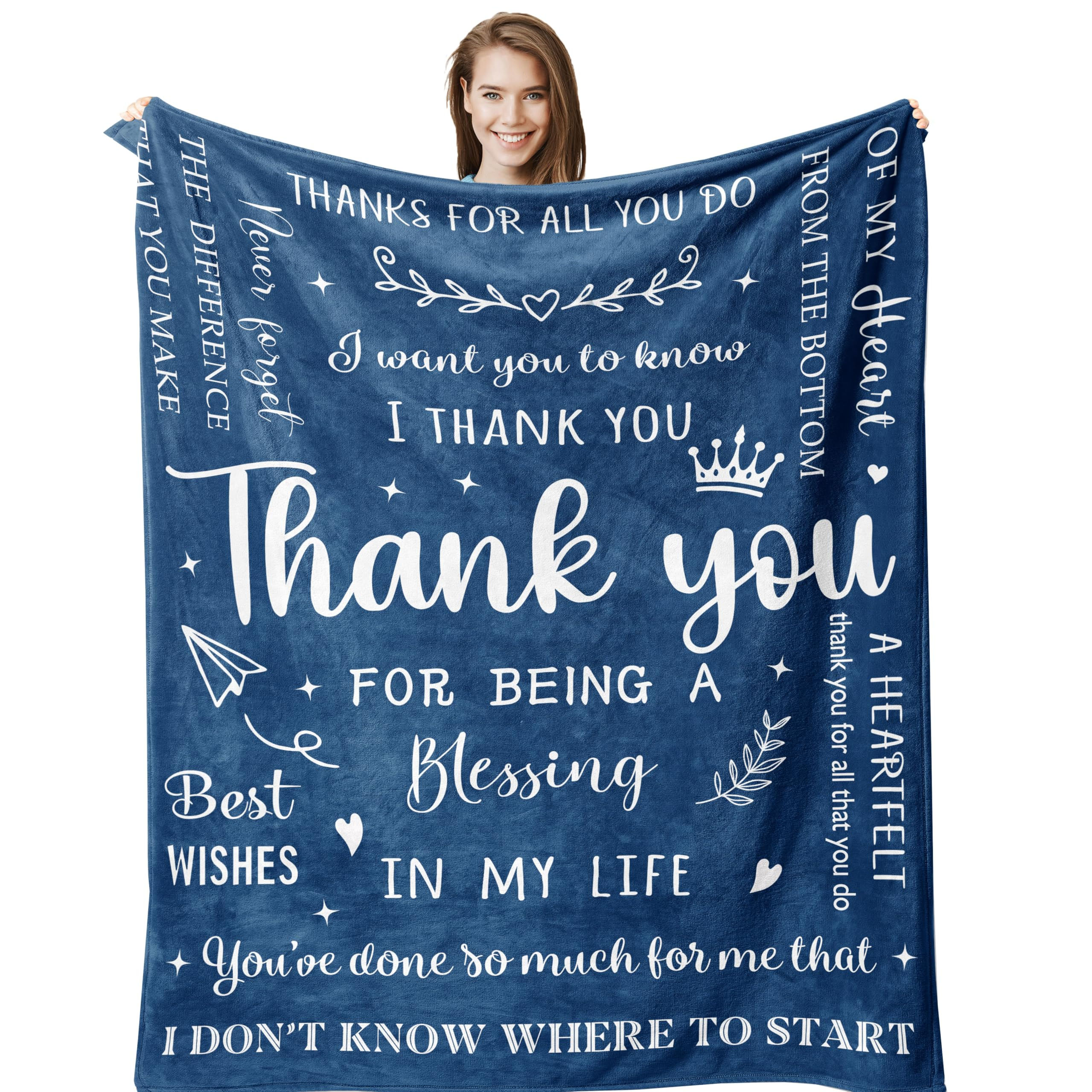 Henazin Thank You Gifts For Women/Men Blue Gifts Blankets 60"X50" Employee Appre