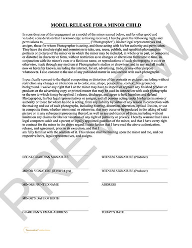 Princess Minor Form Model Release for a Minor Child – Digital Download | Tantronics