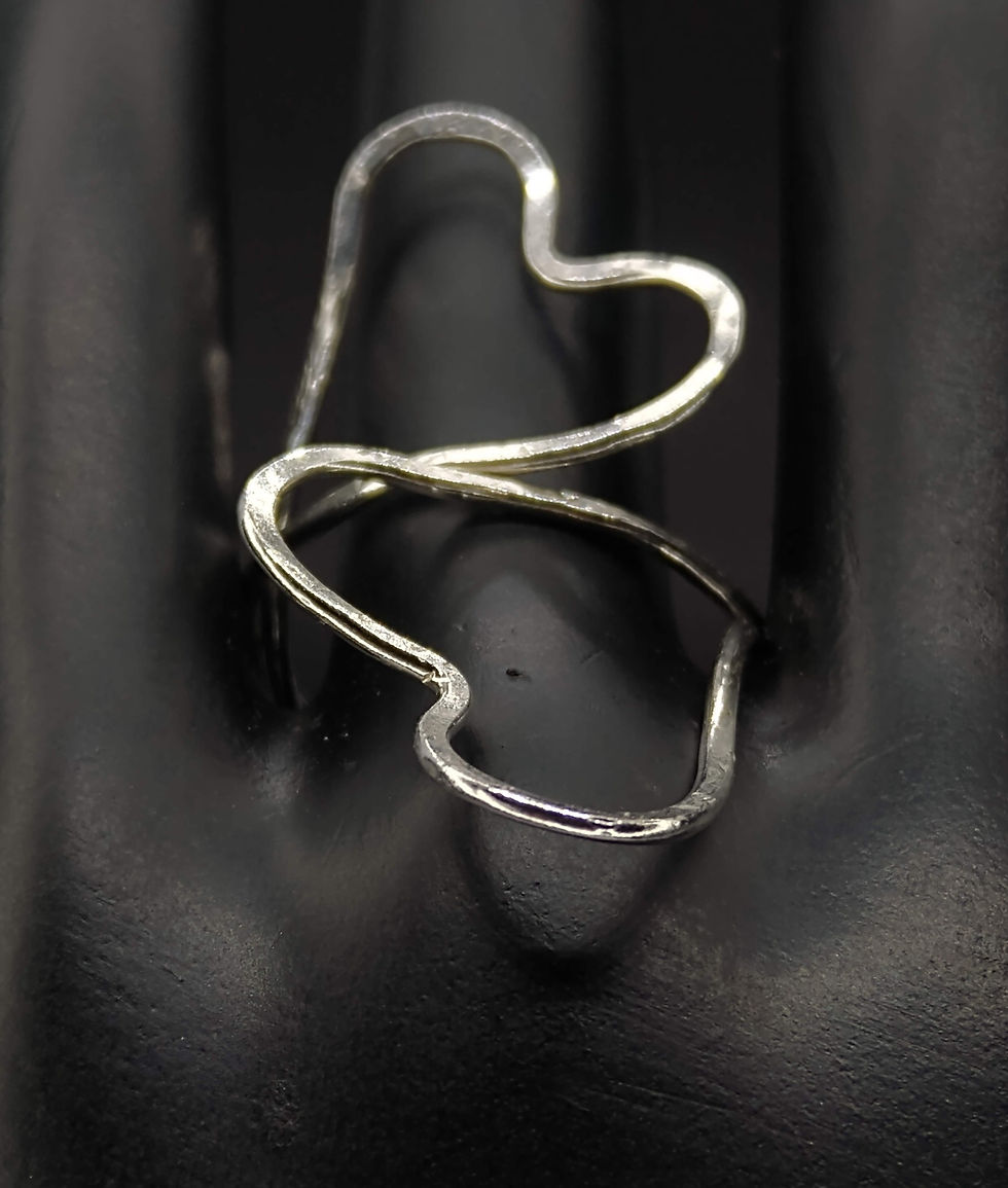 Thumbnail: Hammered Double Heart Ring
