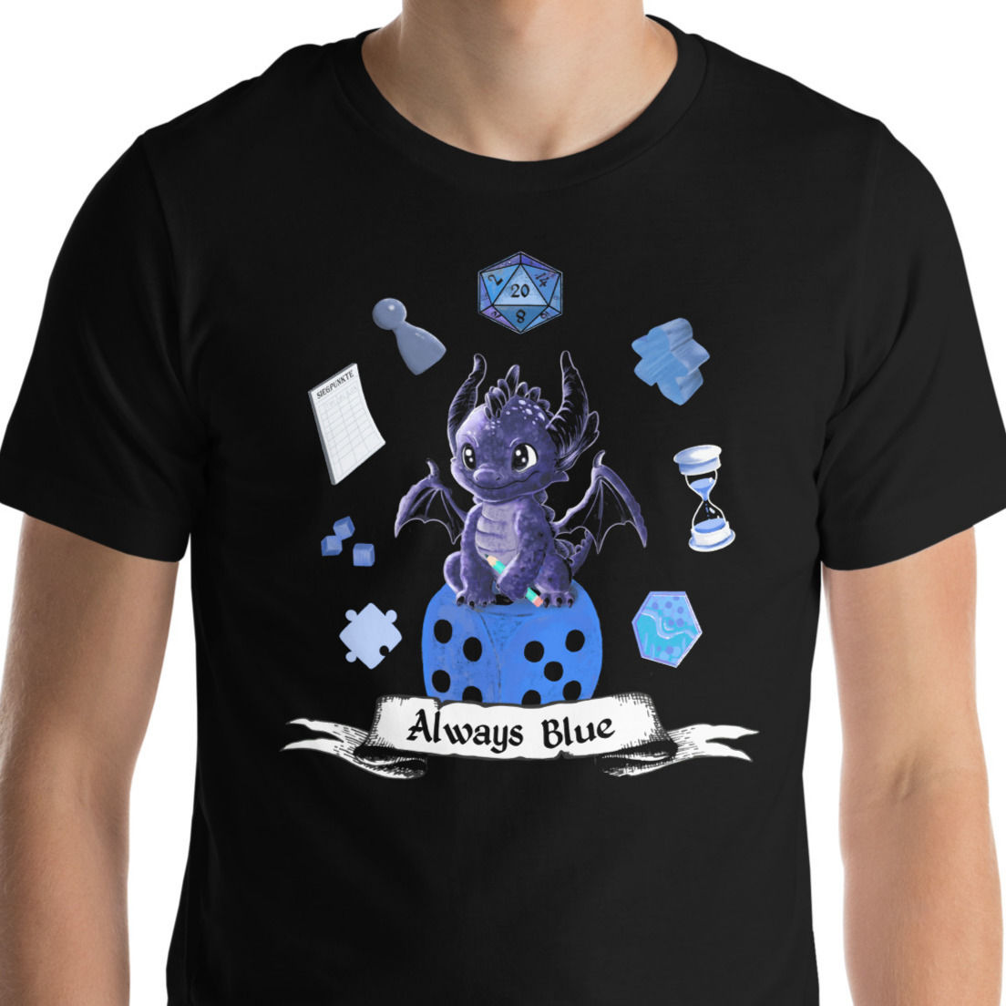 Always Blue Drachen Brettspiel Nerd Unisex t-shirt schwarz