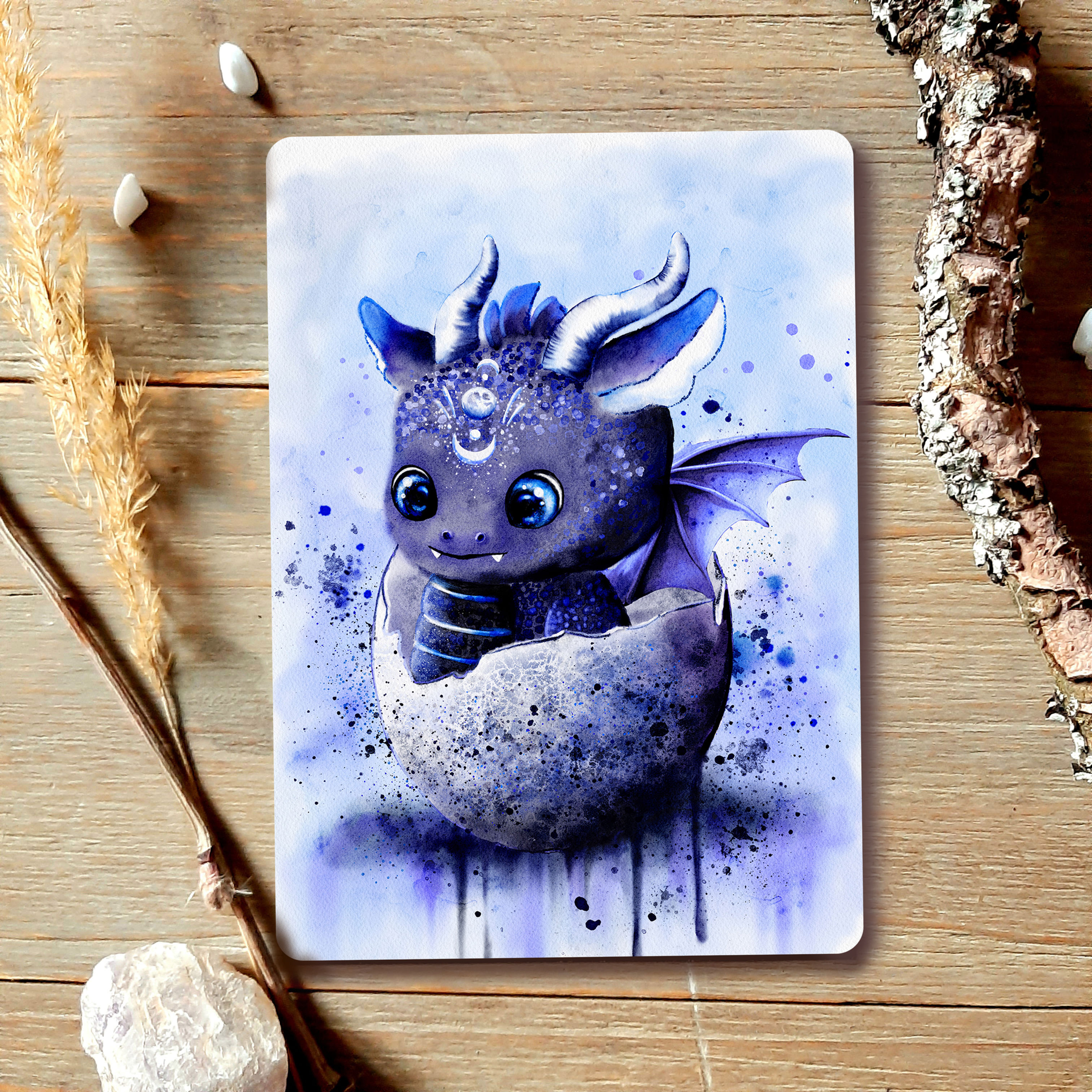 Drache Moony im Drachenei Postkarte, Zu Ostern oder Geburt