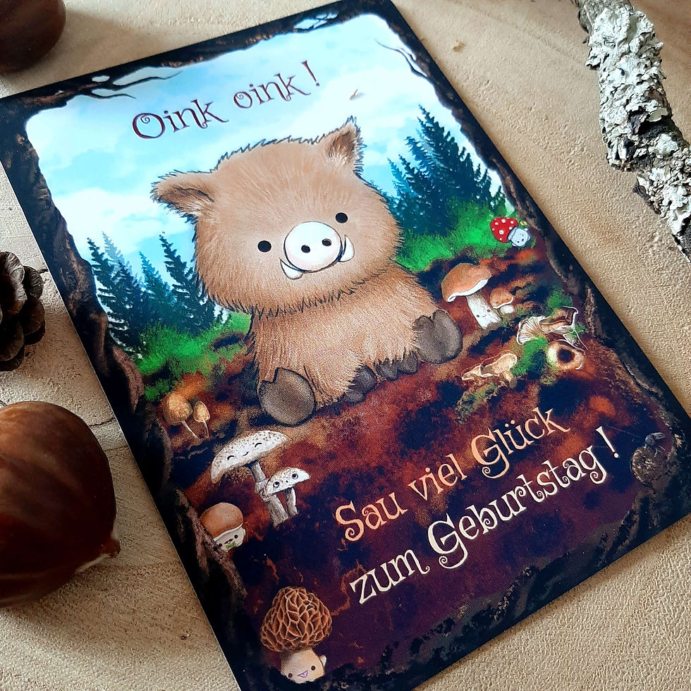 Thumbnail: Samtige Wildschwein Geburtstags Postkarte 