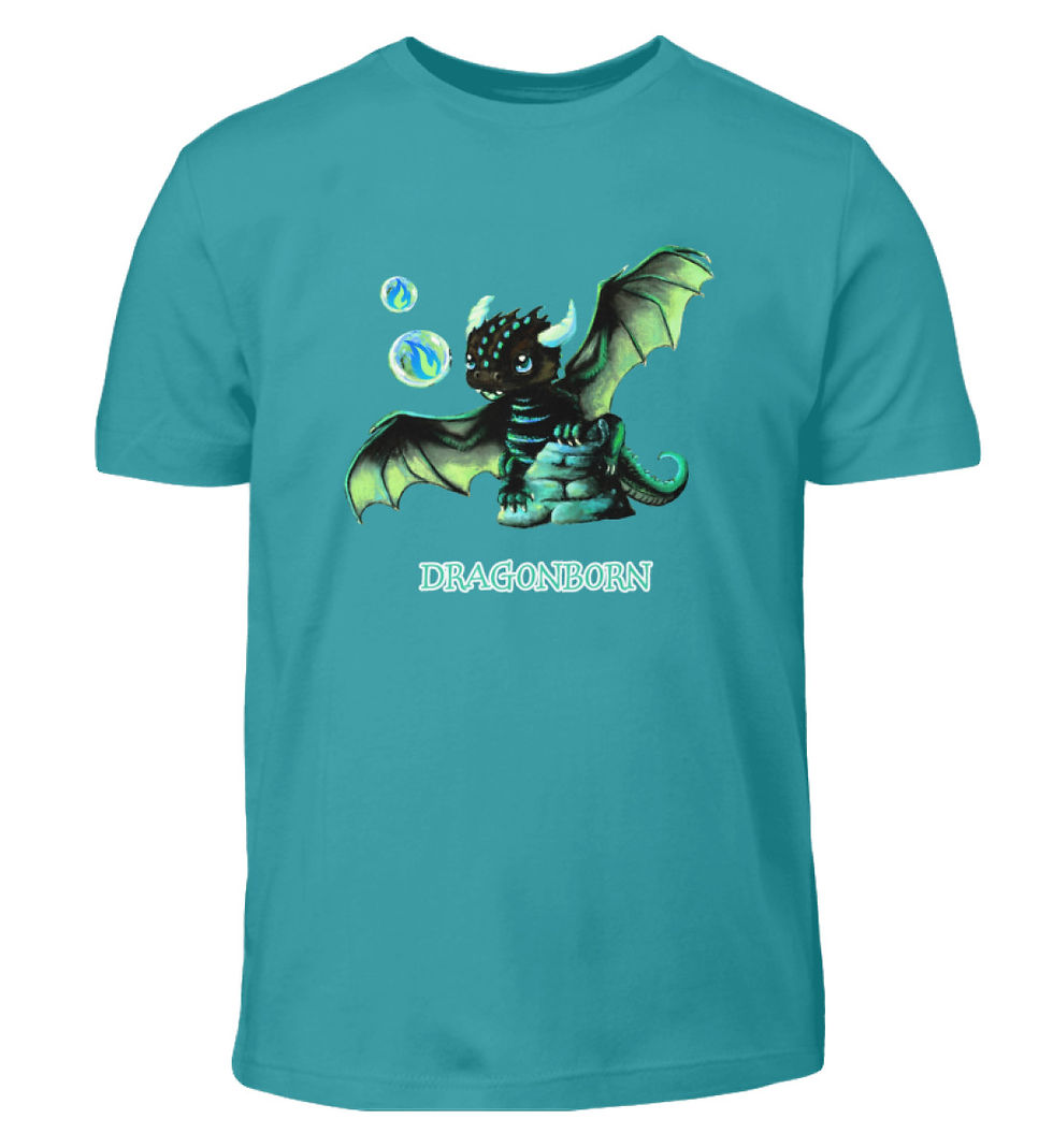 Miniaturbild: Dragonborn Grüner Drachen  - Kinder T-Shirt  