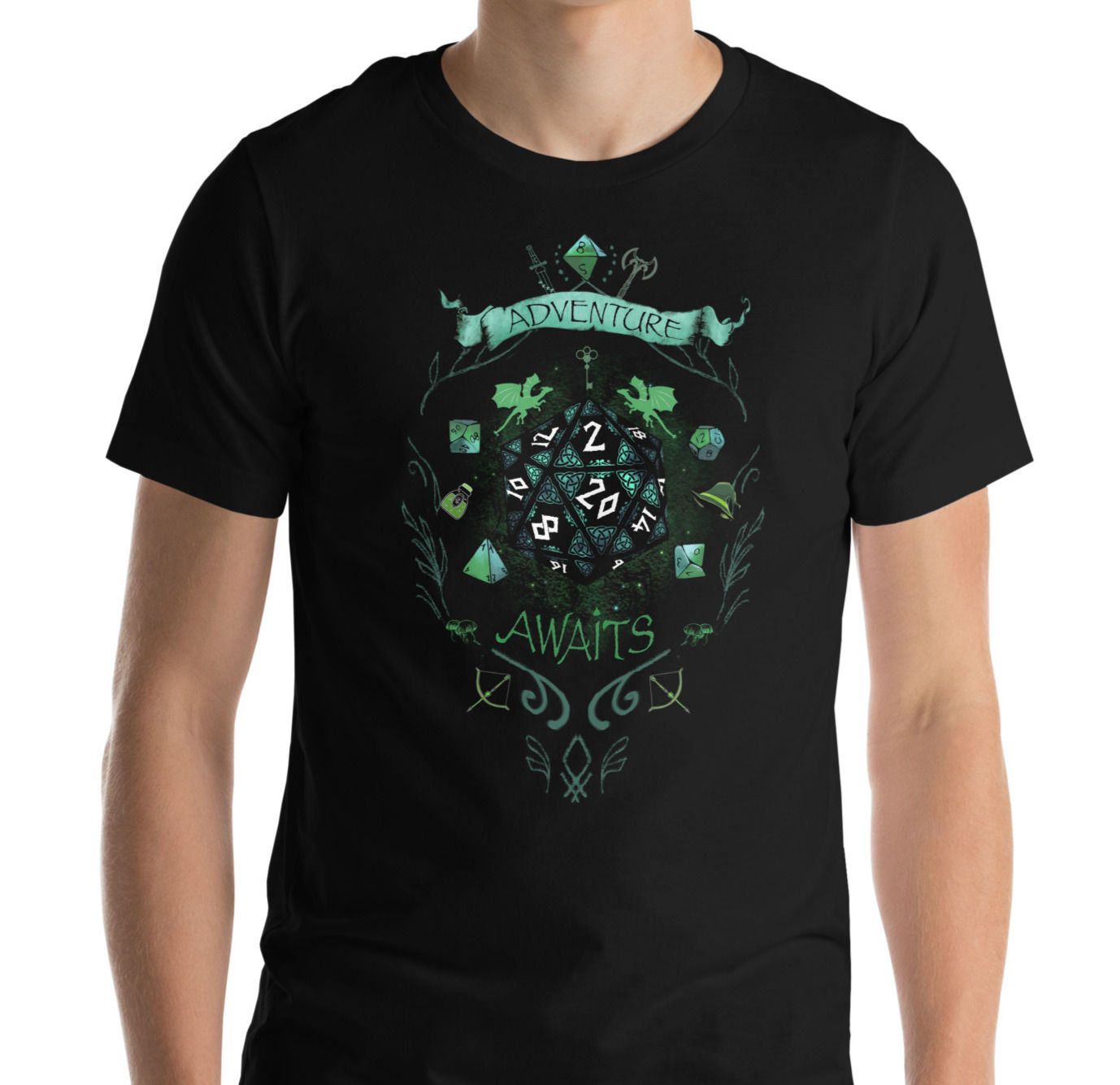 Adventure Awaits Rollenspiel Unisex t-shirt, grün, Dungeons and Dragons