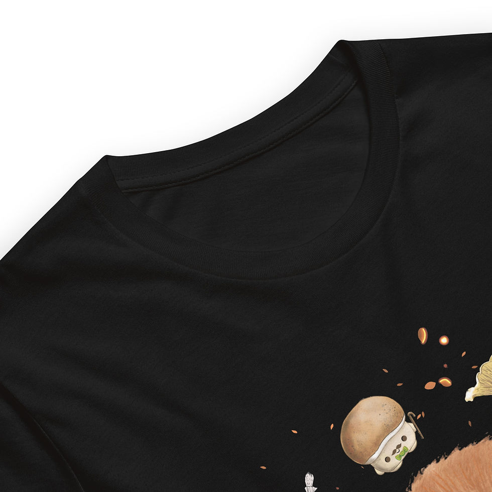 Miniaturbild: Wildschwein mit Pilzen Unisex t-shirt, Tiny Woodys Fanshirt