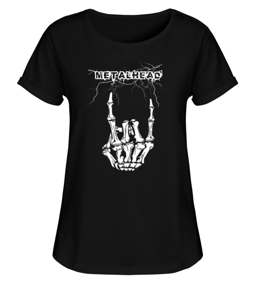 Metalhead Knochenhand Girly  - Damen RollUp Shirt 
