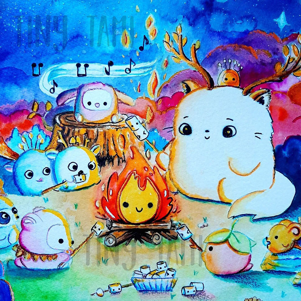 Miniaturbild: Waldgeister | Am Lagerfeuer | Poster fürs Kinderzimmer
