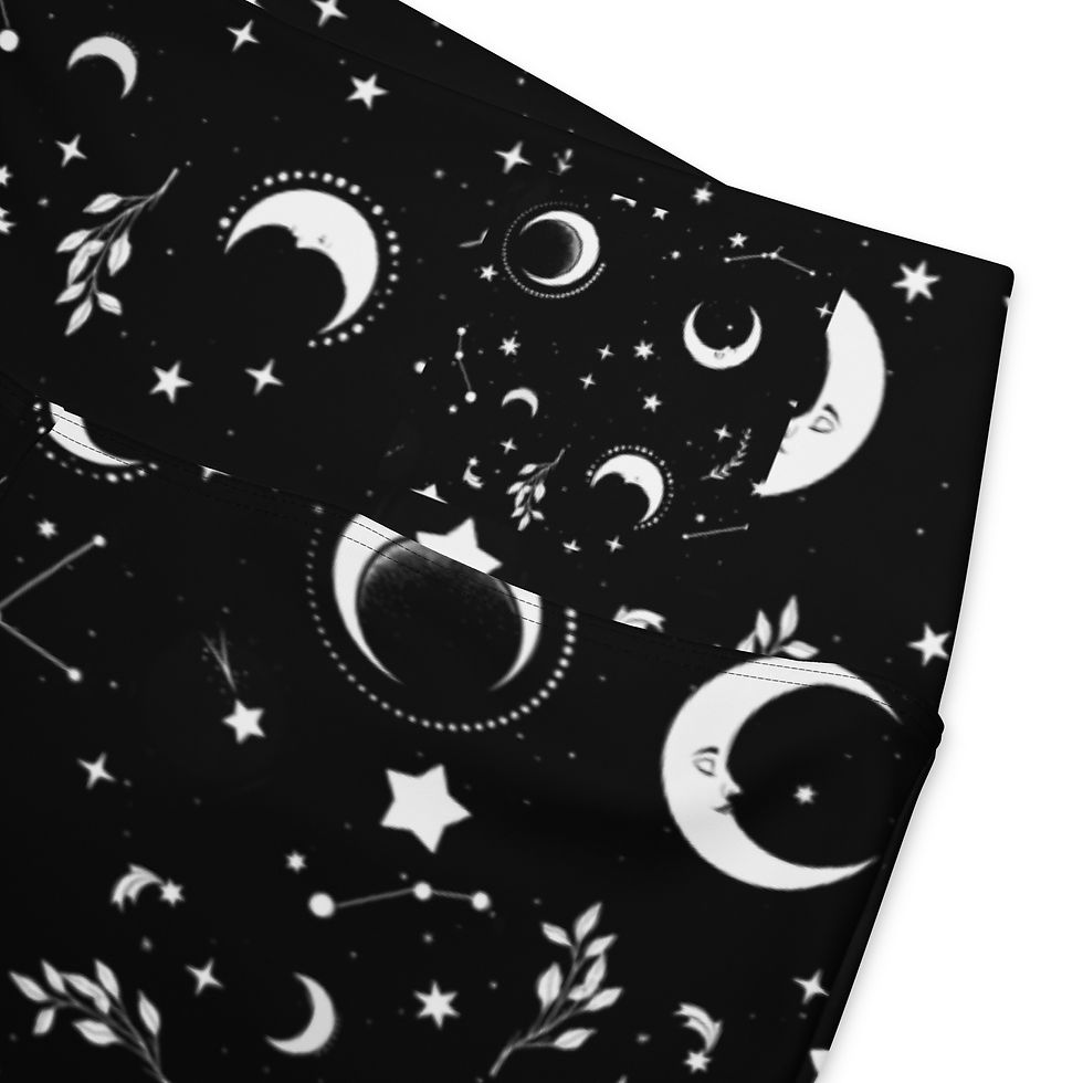 Miniaturbild: Gothic Mond und Sterne Leggings mit Schlag und Taschen Galaxy Yogahose
