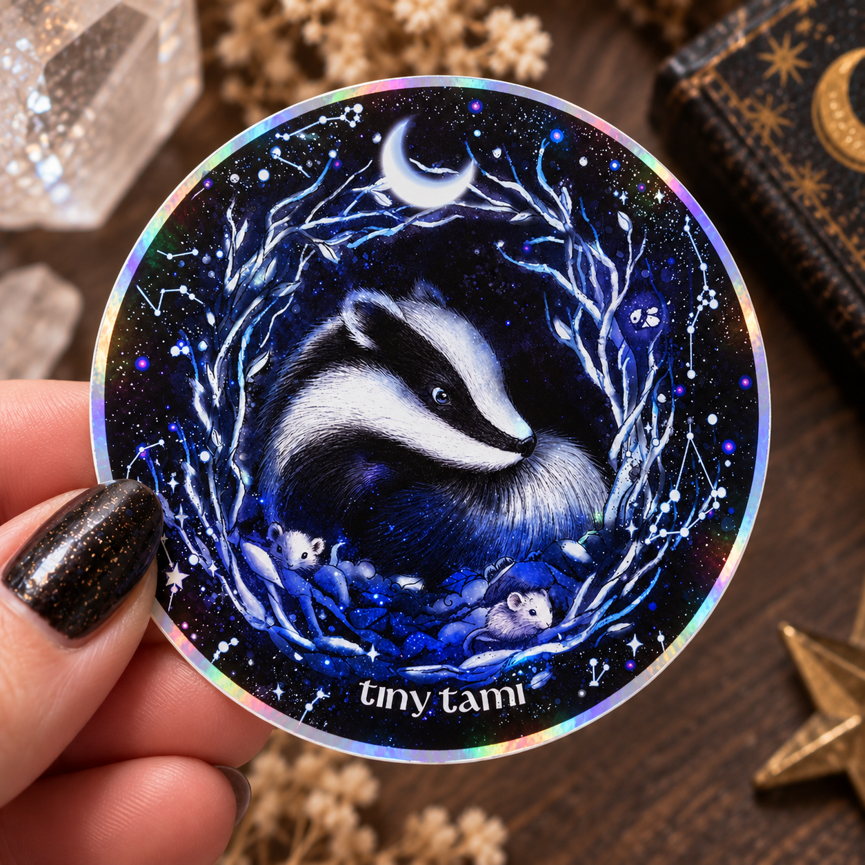 Süsser Dachs Holo Sticker Aufkleber