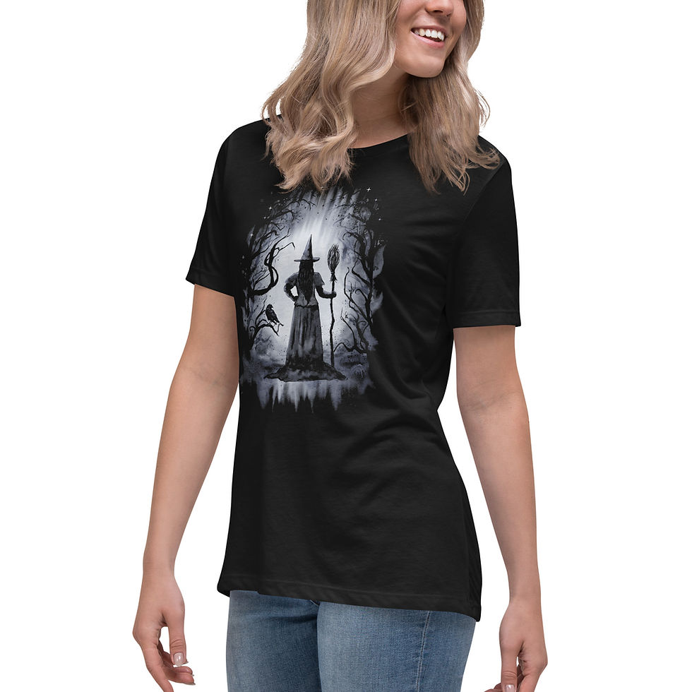 Thumbnail: Wicked Witch lockeres Damen T-shirt, Gothic Hexe
