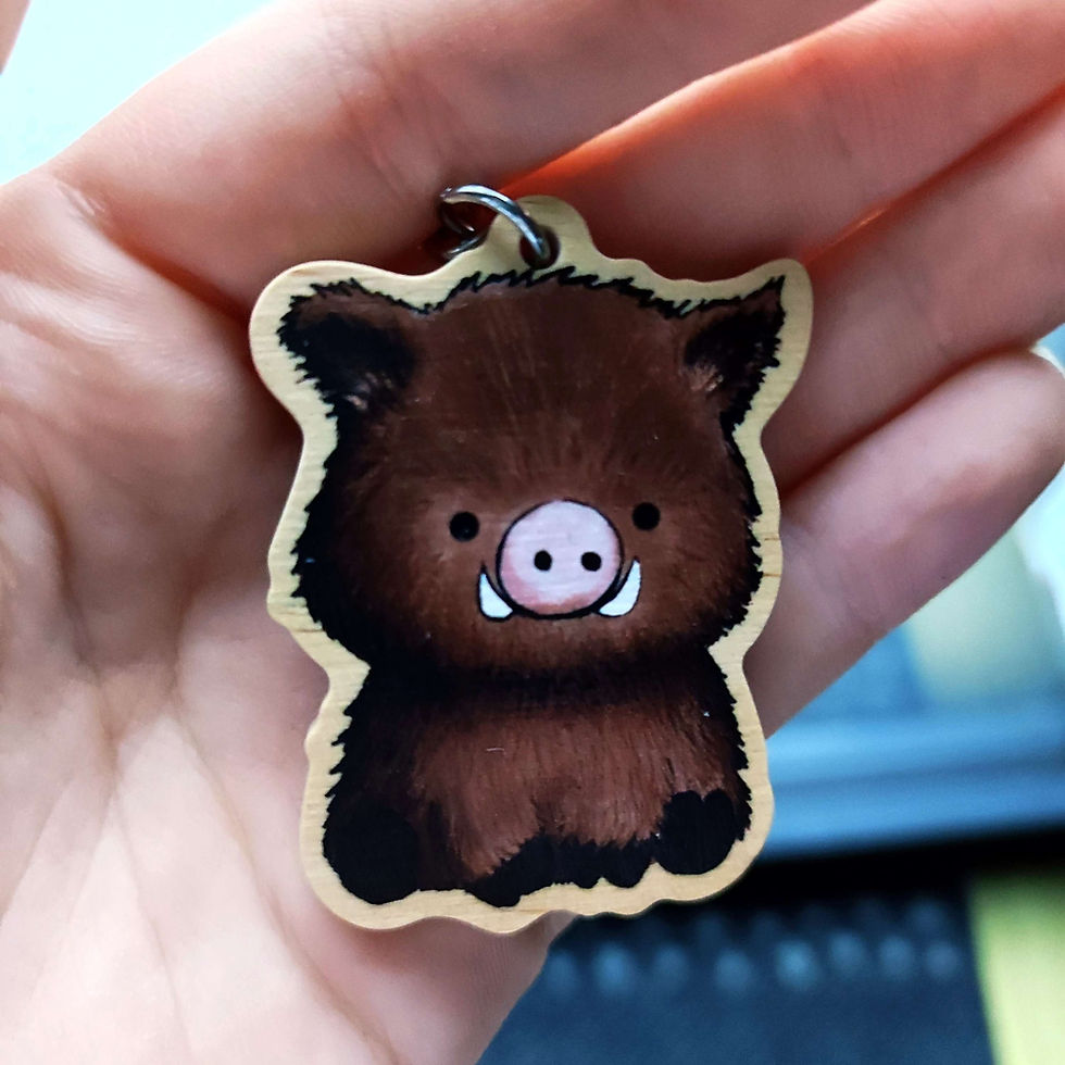 Thumbnail: Wildschwein Schlüsselanhänger von Tiny Woodys 