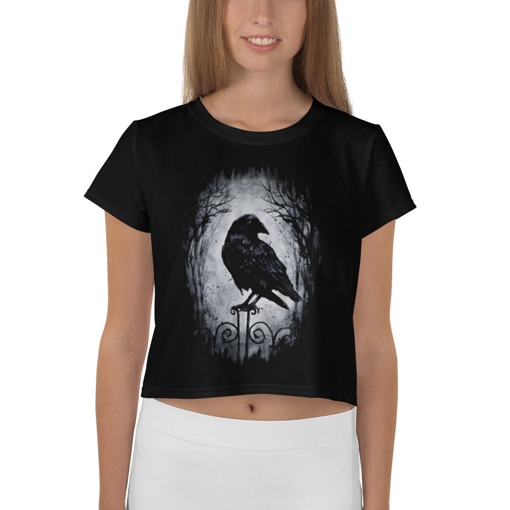 Dead inside Crow Crop Top T-shirt, bauchfreies Damenshirt
