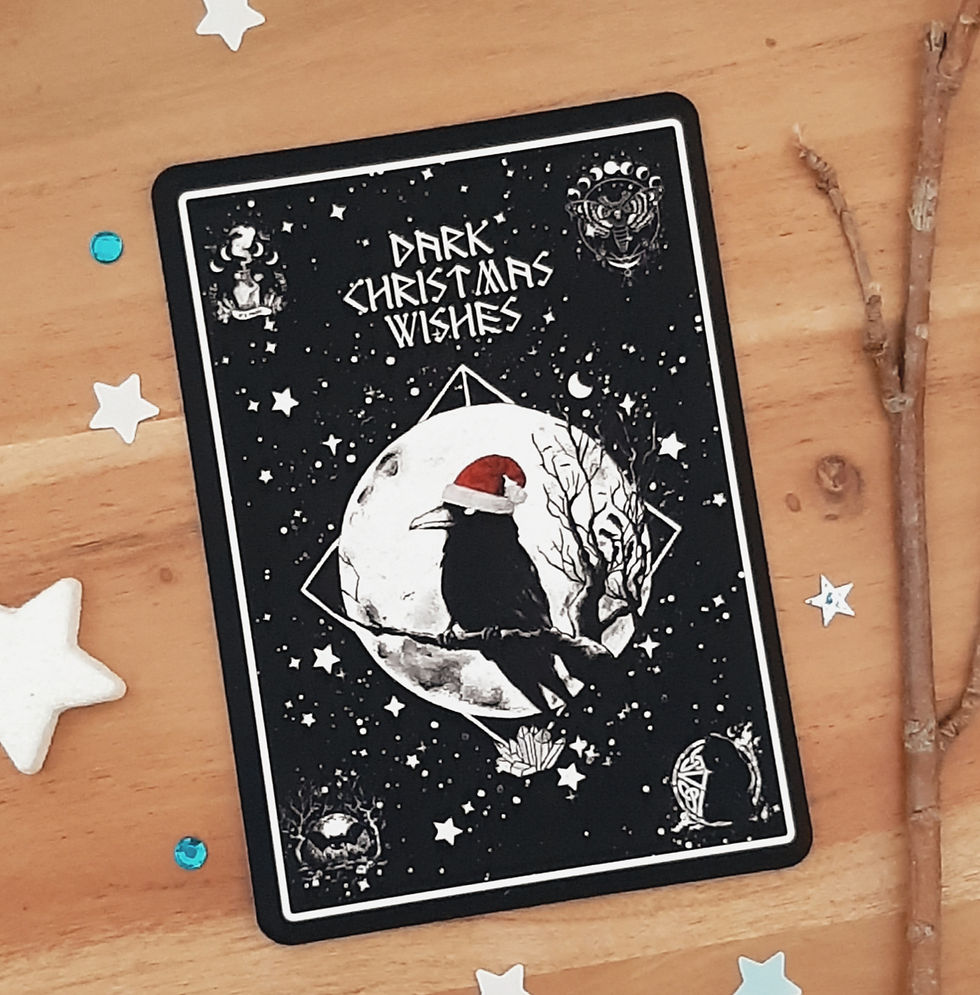 Samtige Gothic Krähe Weihnachtskarte, Dark Christmas wishes