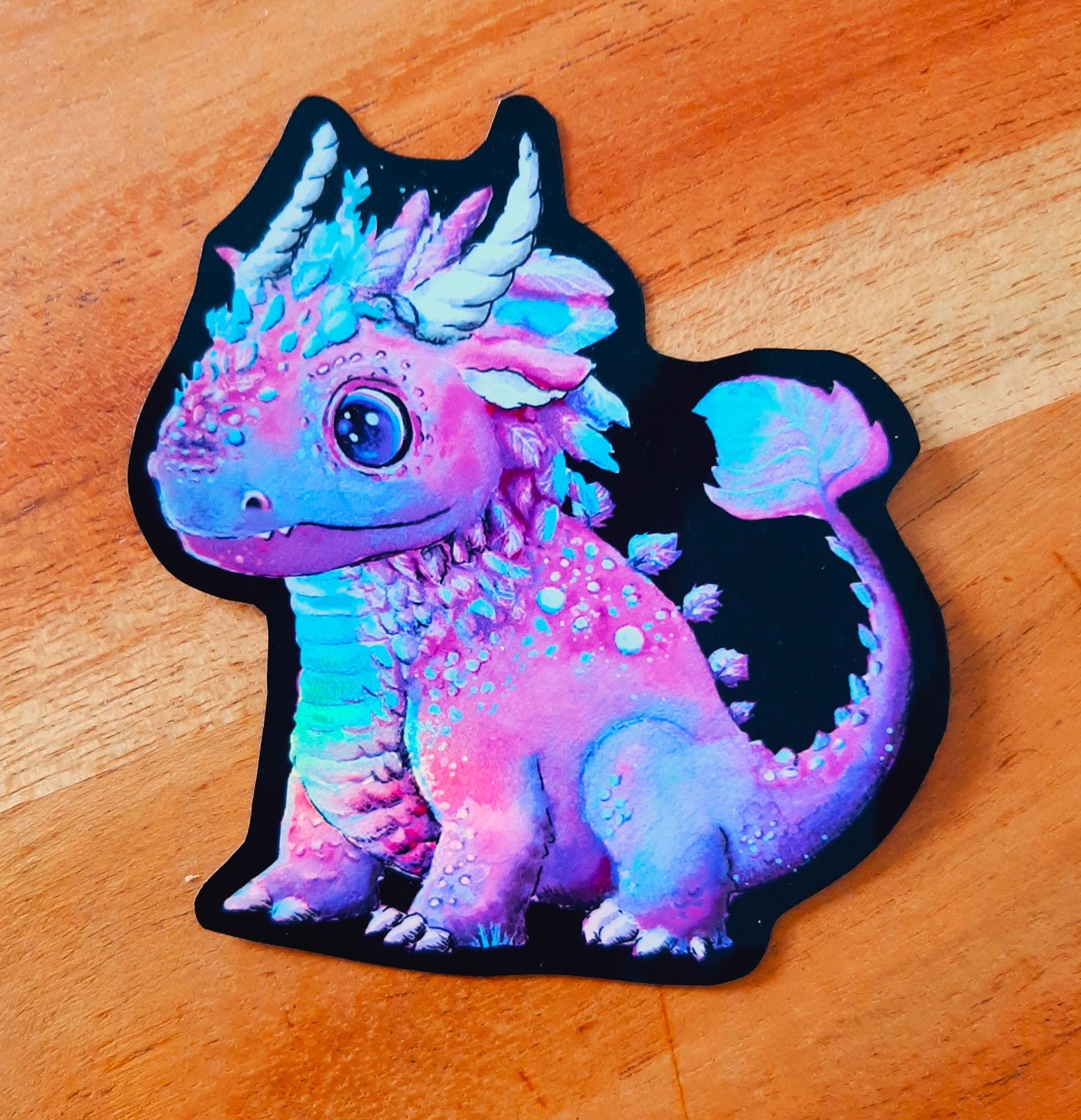 Holografischer Lila Walddrachen Aufkleber Sticker