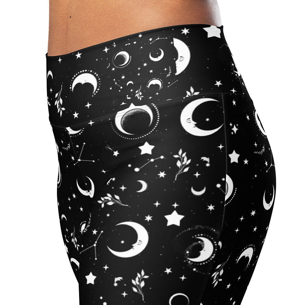 Miniaturbild: Gothic Mond und Sterne Leggings mit Schlag und Taschen Galaxy Yogahose