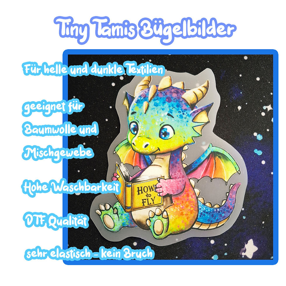 Thumbnail: Bügelbild Regenbogen Drache 20 cm