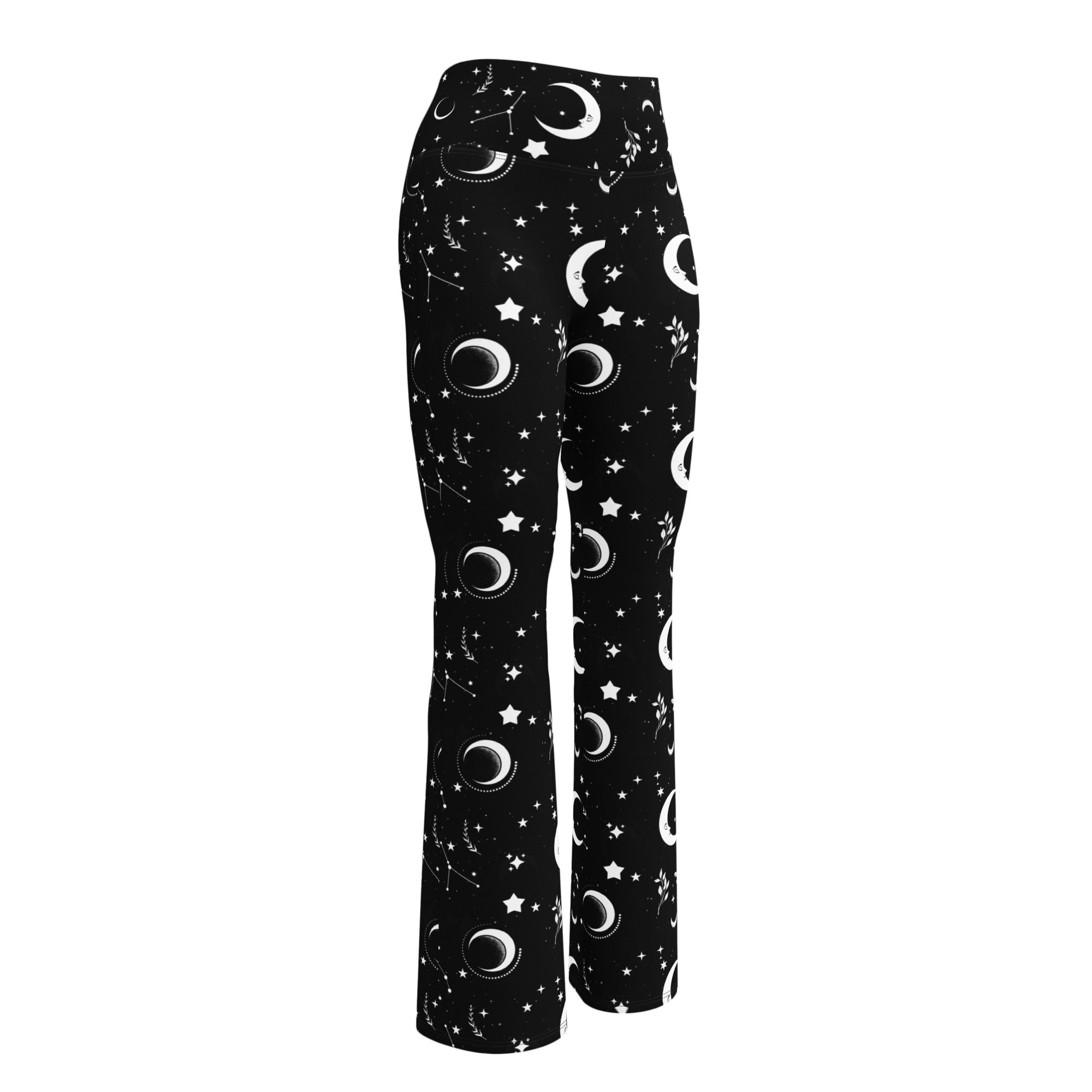 Gothic Leggins, Yogahose mit Monden und Sternen, Celestial Muster, Sporthose
