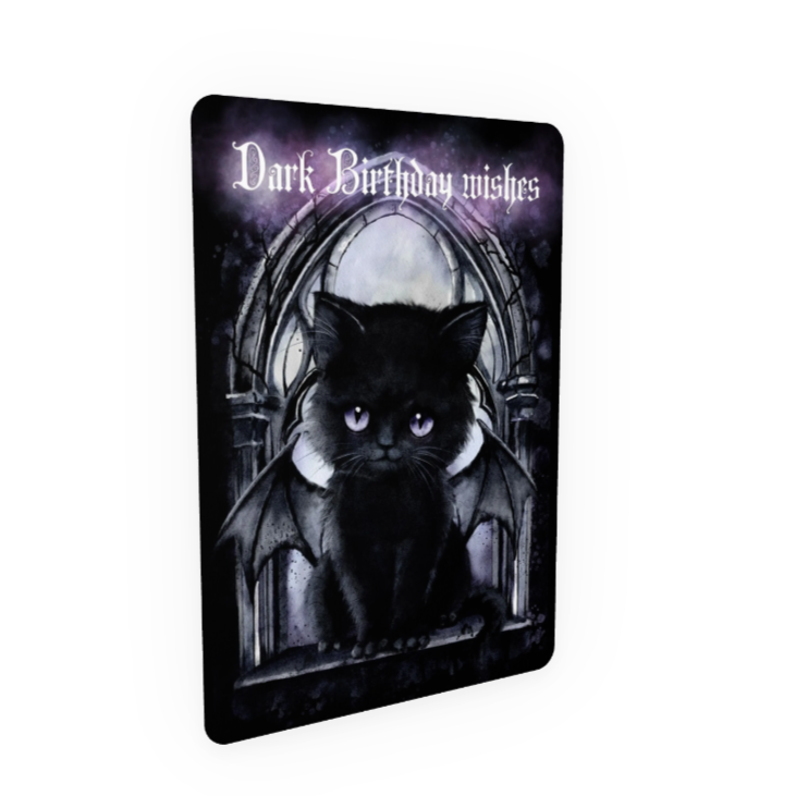Thumbnail: Dark Birthday Wishes Dämonenkatze Geburtstagskarte