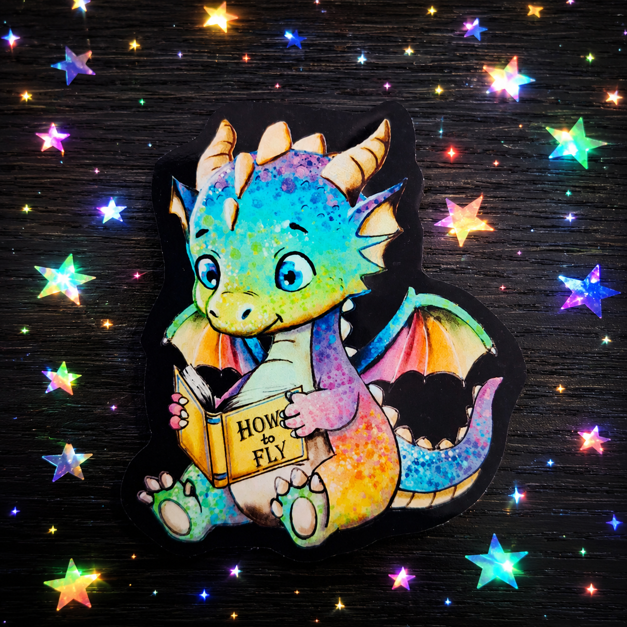 Holografischer Drachen Aufkleber Sticker 6 cm