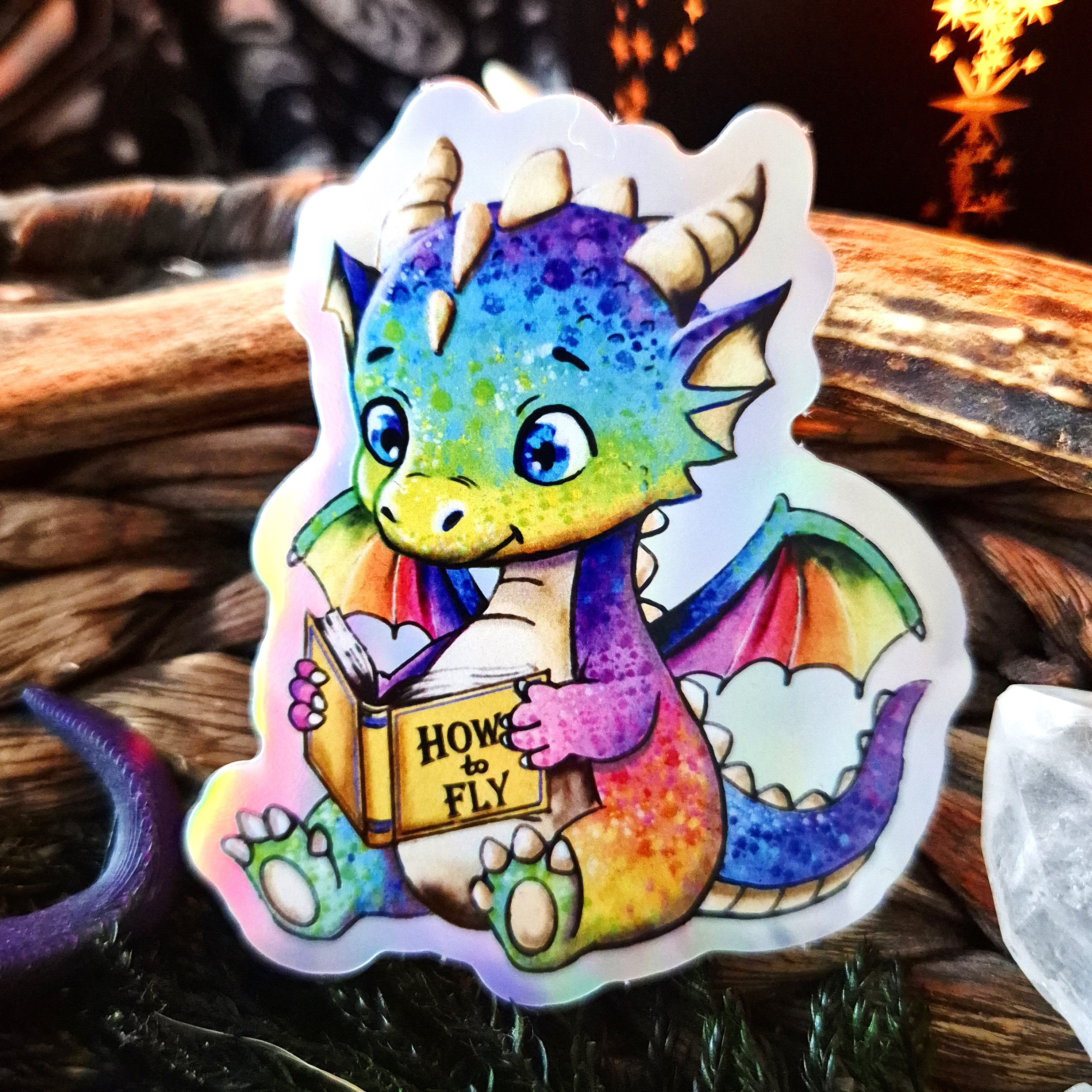 Holografischer Drachen Aufkleber Sticker 6 cm