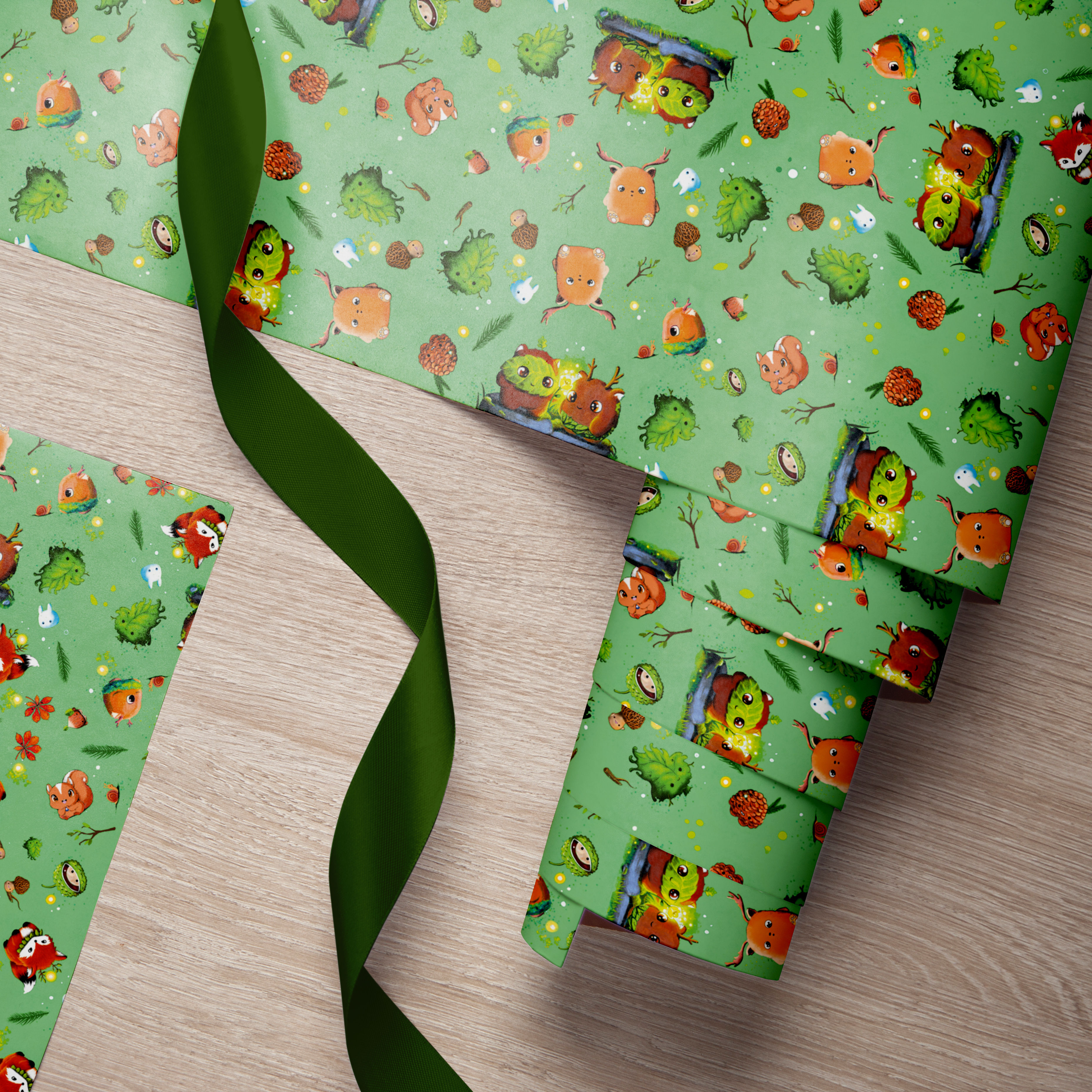 SÜSSE WALDGEISTER Geschenkpapier ,42 x 60 cm