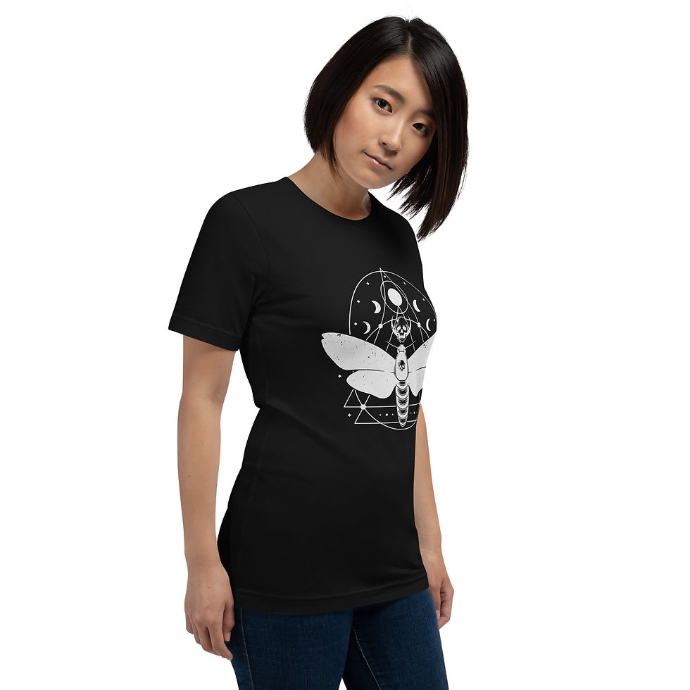 Miniaturbild: White Moth Gothic Unisex t-shirt, Lunar Motte, Damen und Herren