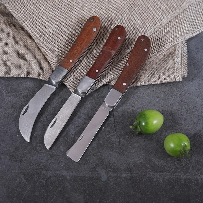 Thumbnail: Folding Grafting Knife With Wooden Handle