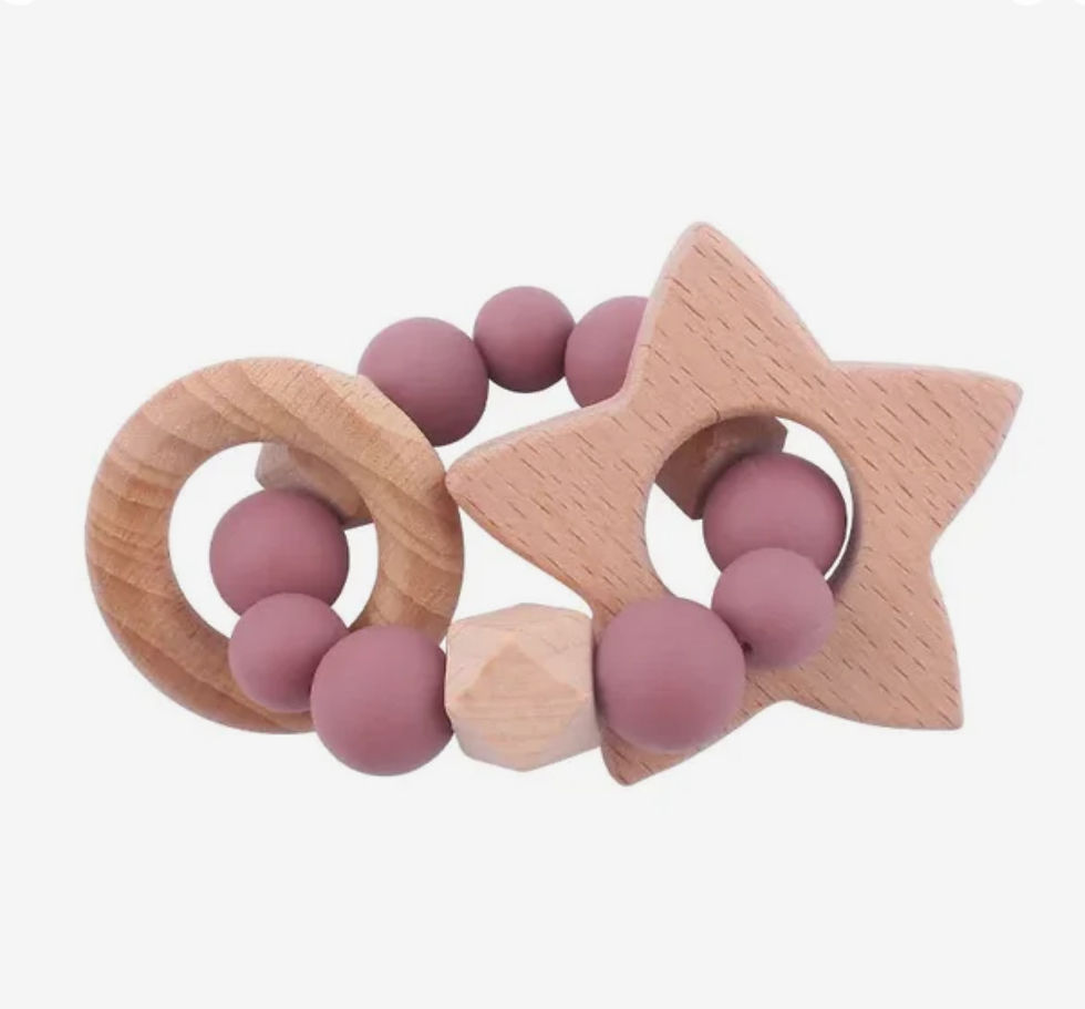 Miniaturbild: Set aus Baby Schnuller Clip und Beissringen – hochwertiges Holzdesign von Lis-STORE.CH