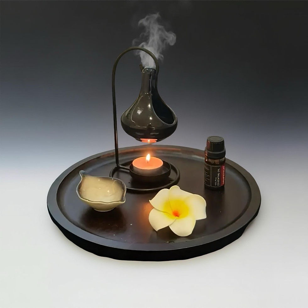 Miniaturbild: Eleganter Keramik Ölbrenner Schwarz  für Raumduft & Wellness