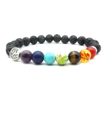 Miniaturbild: Baum des Lebens Chakra Armband – Howlite – ätherische öle