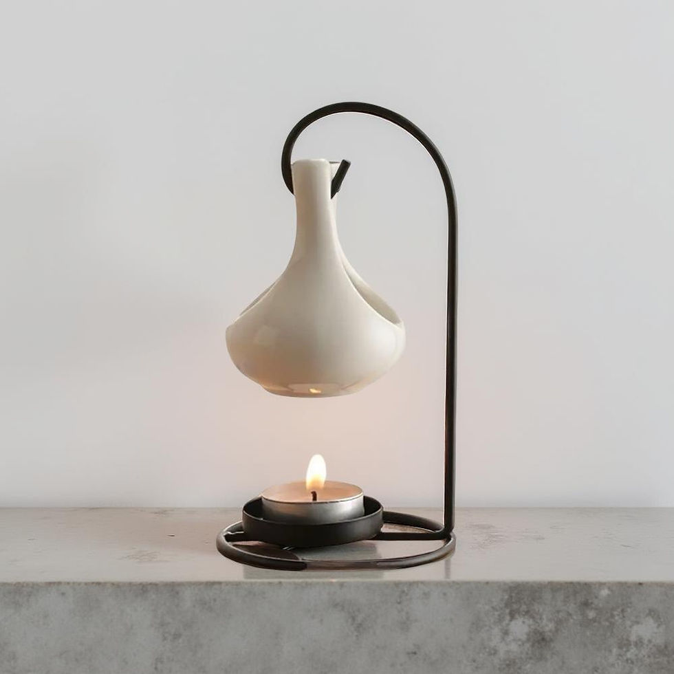 Miniaturbild: Keramik Weiss Ölbrenner mit Metallhalter – Aroma-Zerstäuber