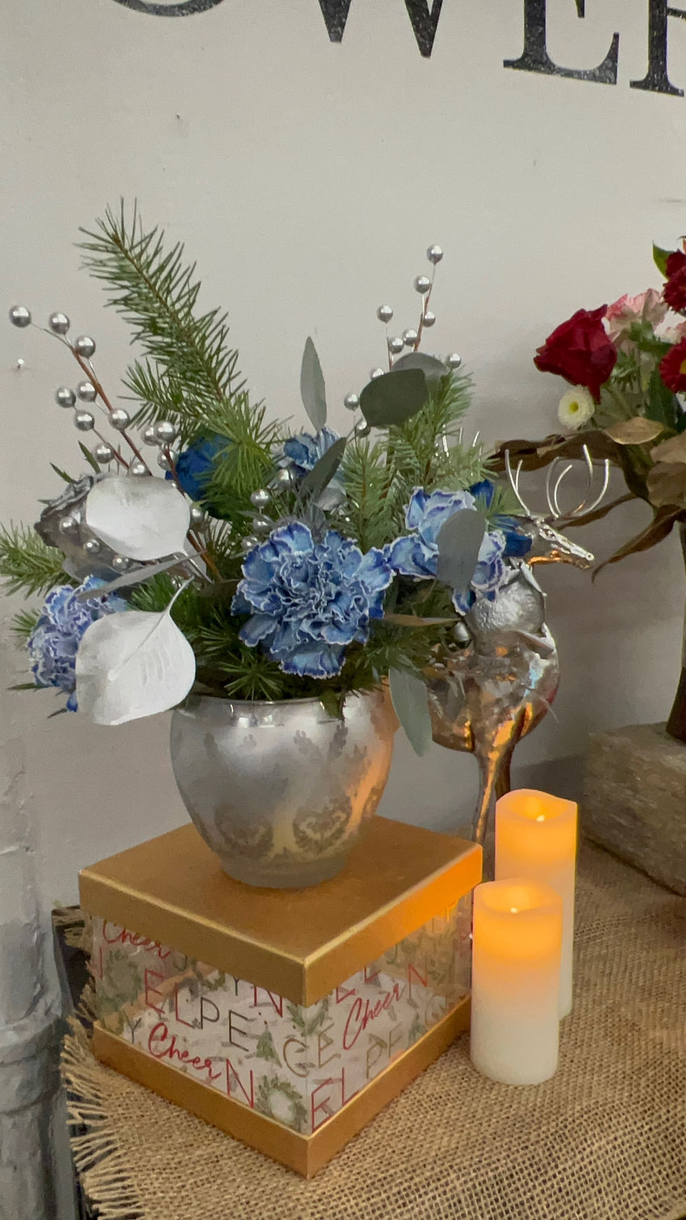 Thumbnail: Dusty Blue & Silver Glass Vase