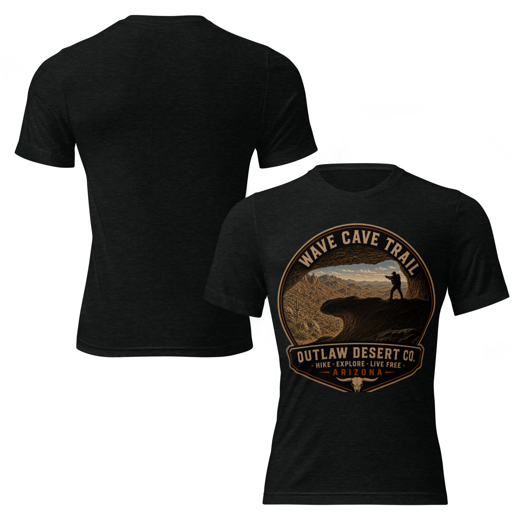 Wave Cave Trail short sleeve t-shirt, front and back